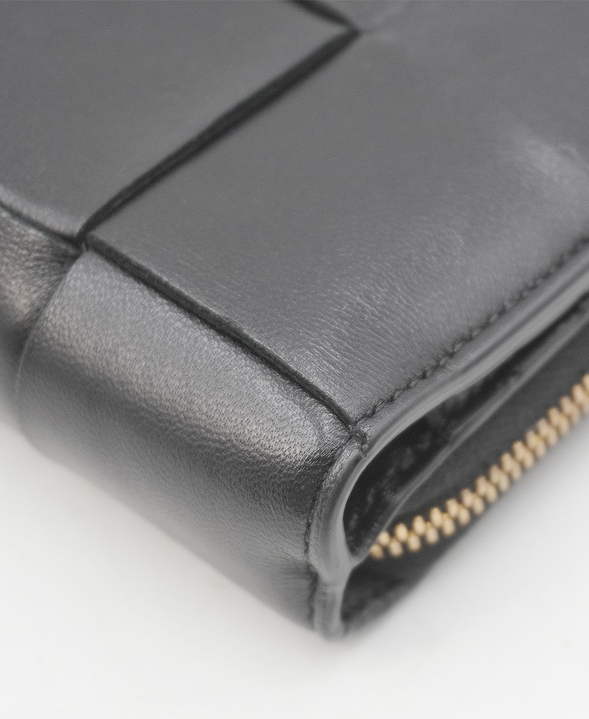 Leather Compact Wallet Black