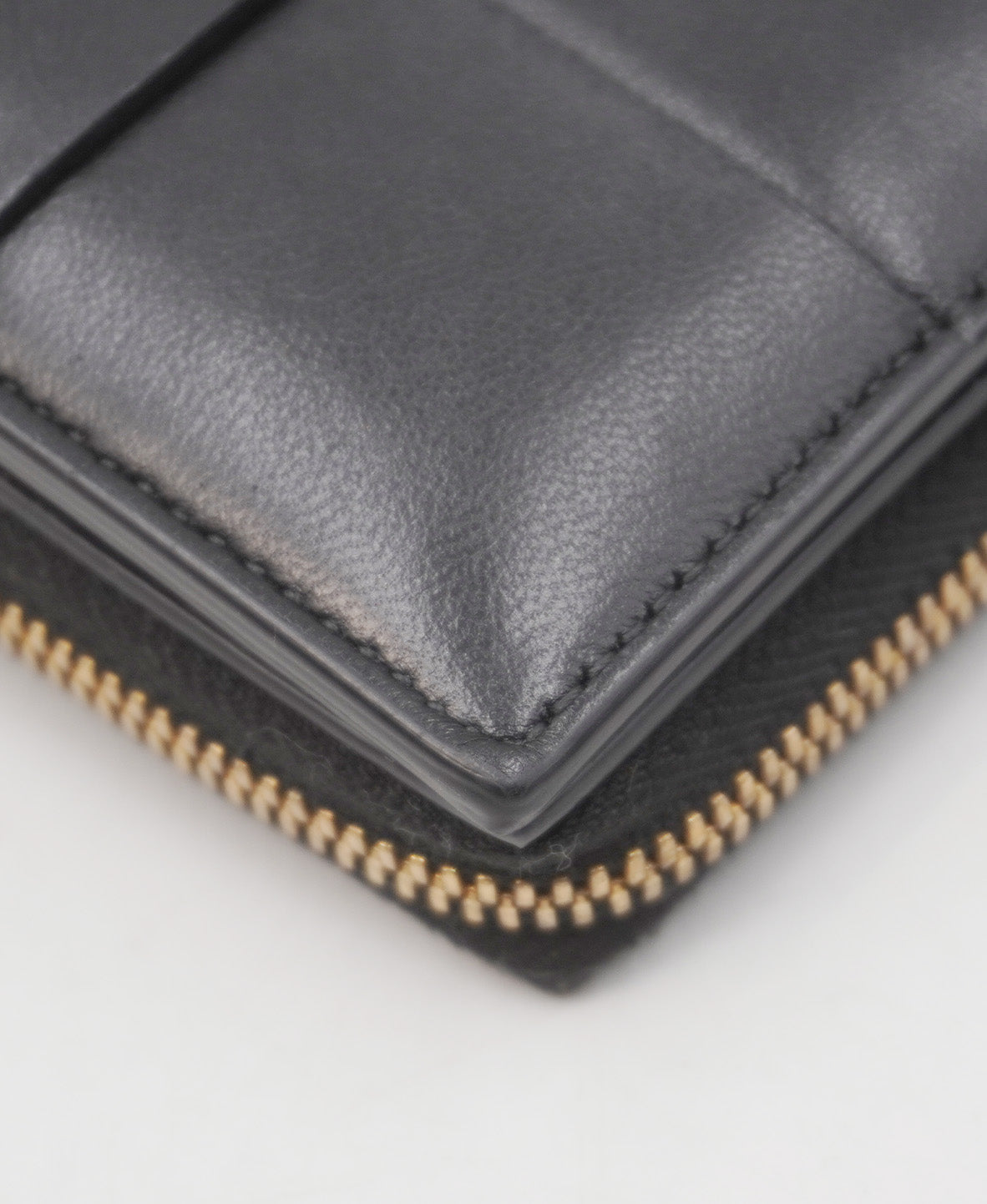 Leather Compact Wallet Black