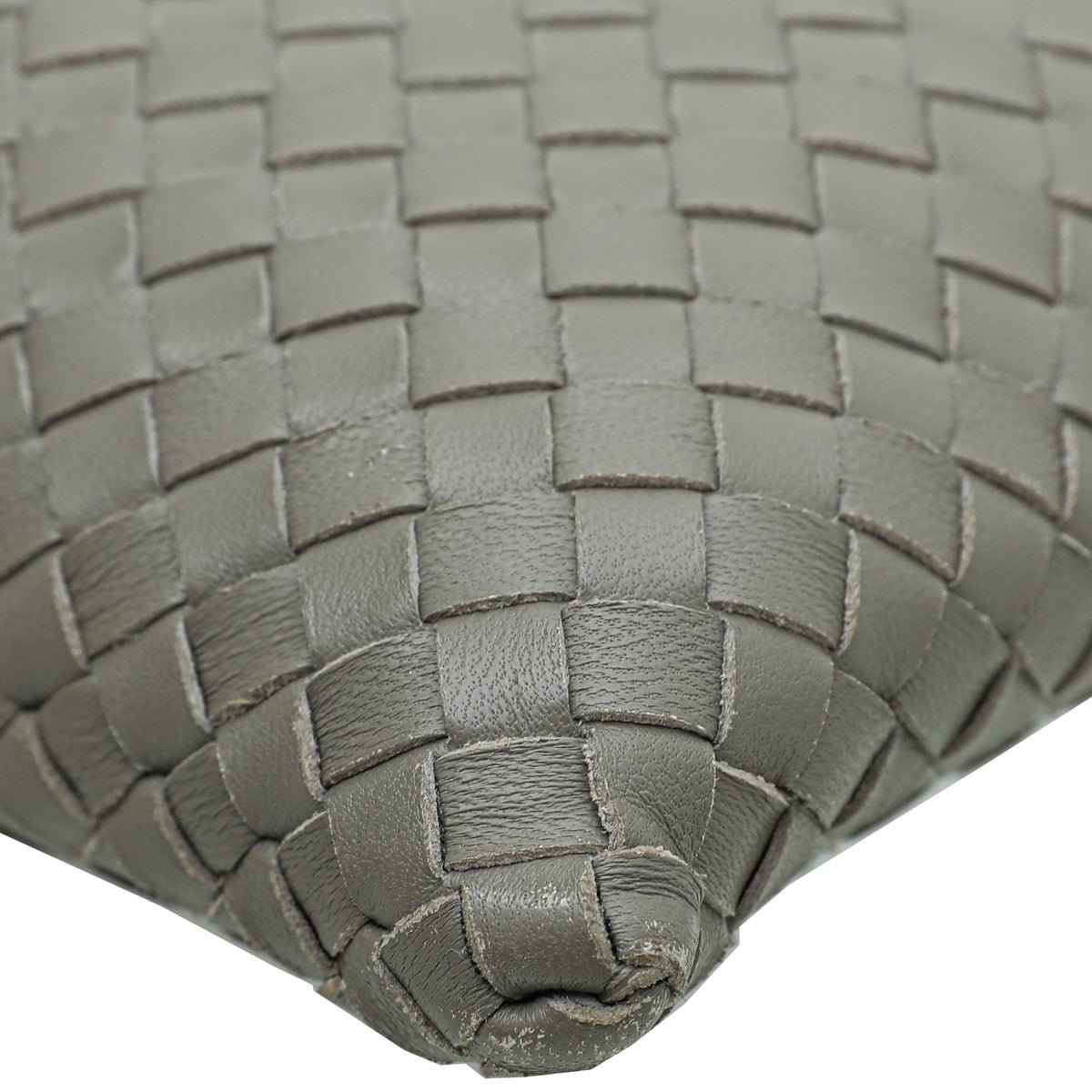 Bottega Veneta Light Gray Intrecciato Nappa Zip Pouch