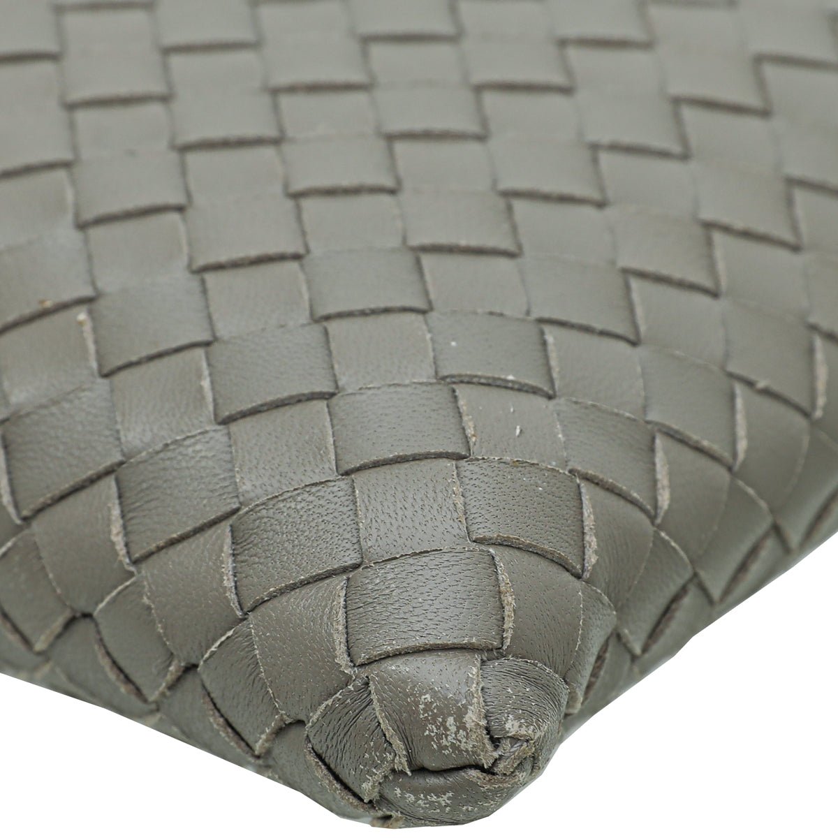 Bottega Veneta Light Gray Intrecciato Nappa Zip Pouch