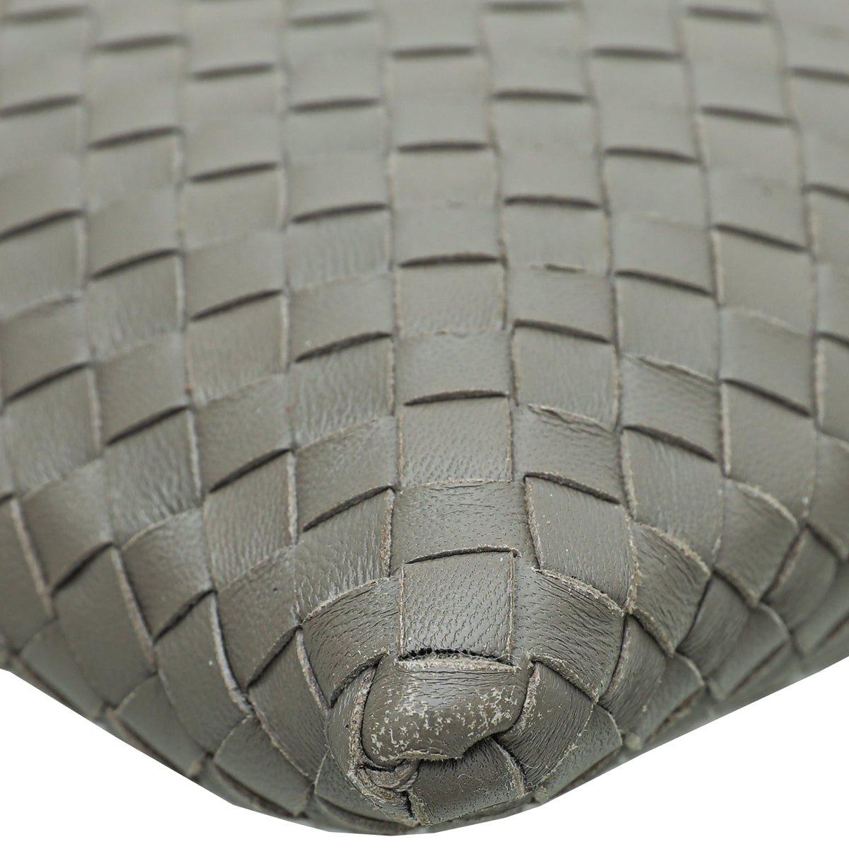 Bottega Veneta Light Gray Intrecciato Nappa Zip Pouch