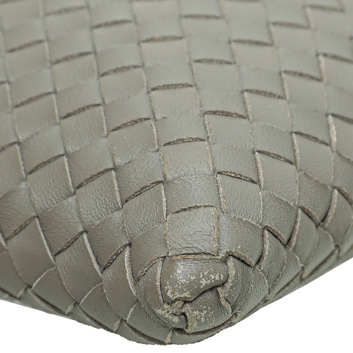 Bottega Veneta Light Gray Intrecciato Nappa Zip Pouch