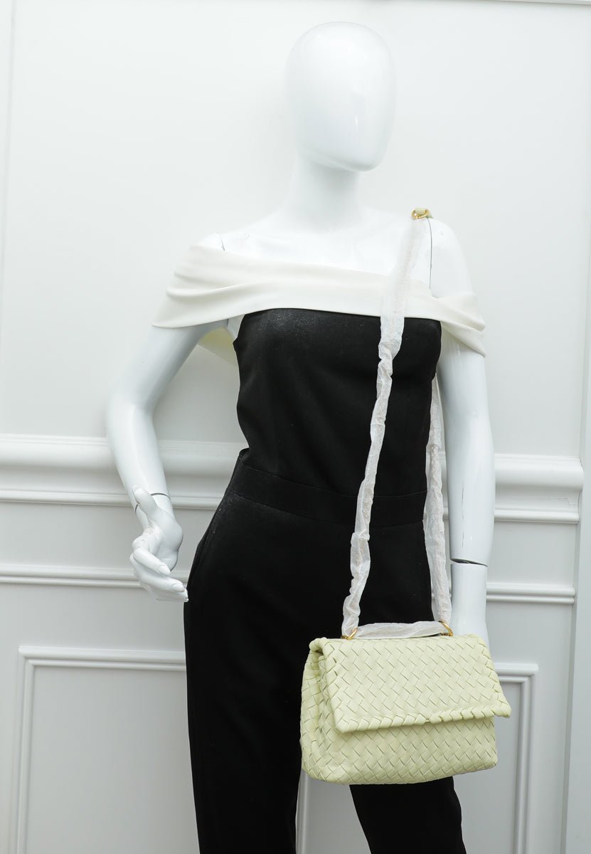 Bottega Veneta Light Yellow Baby Intrecciato Olimpia Bag