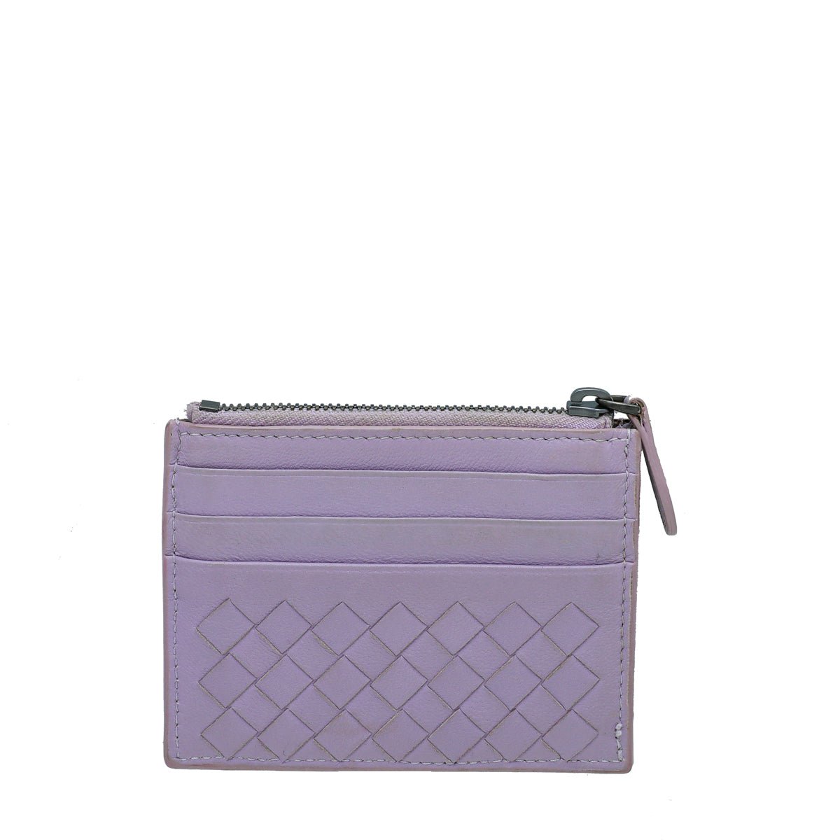 Bottega Veneta Lilac Intrecciato Zipped Card Case