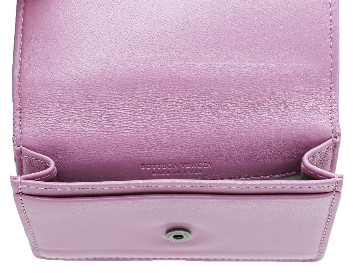 Bottega Veneta Mauve Intrecciato Flap Card Wallet