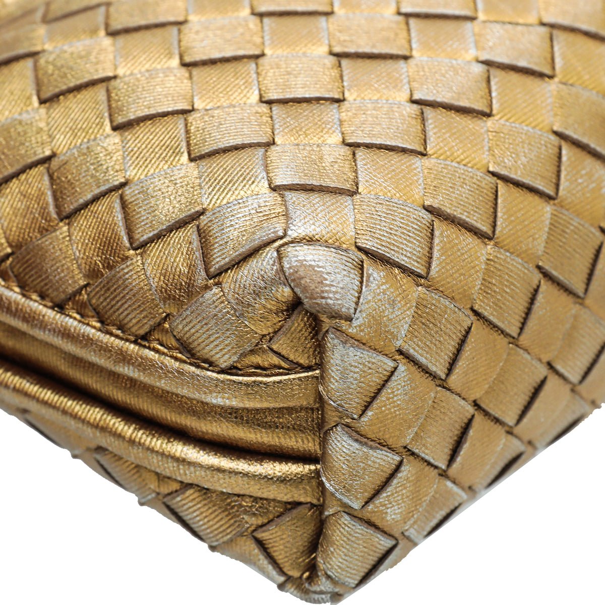 Bottega Veneta Metallic Gold Intrecciato Nodini Crossbody Bag