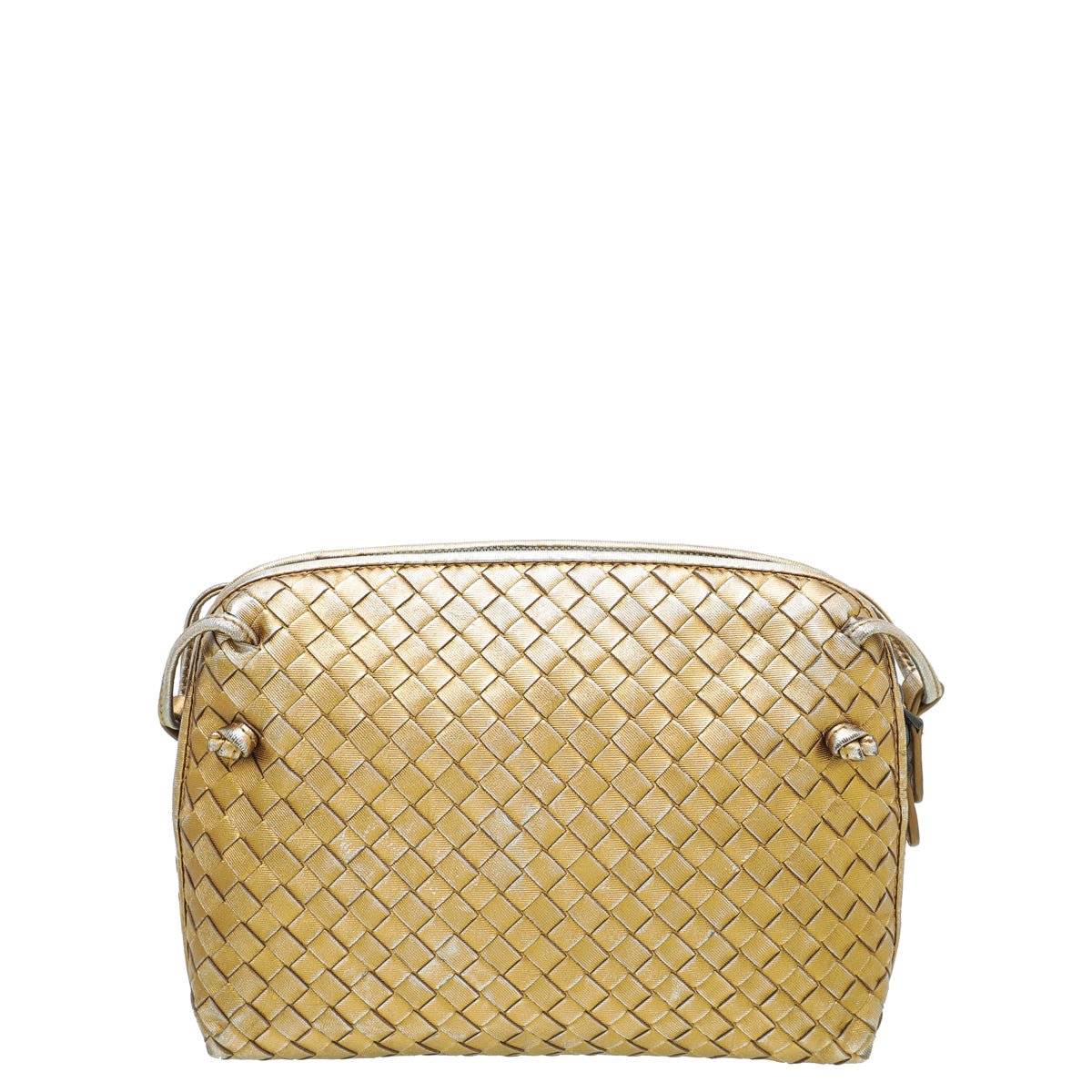 Bottega Veneta Metallic Gold Intrecciato Nodini Crossbody Bag