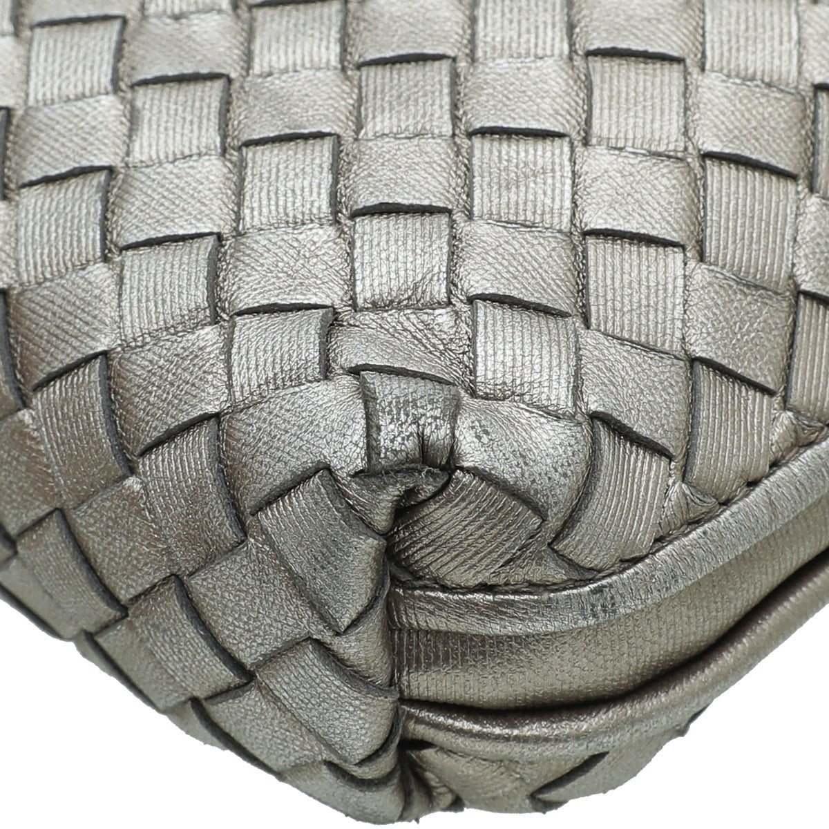 Bottega Veneta Metallic Silver Intrecciato Nodini Crossbody Bag