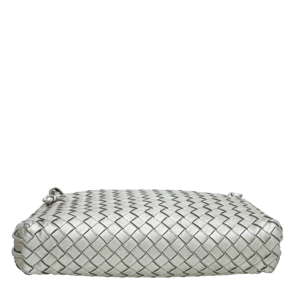 Bottega Veneta Metallic Silver Intrecciato Nodini Crossbody Bag