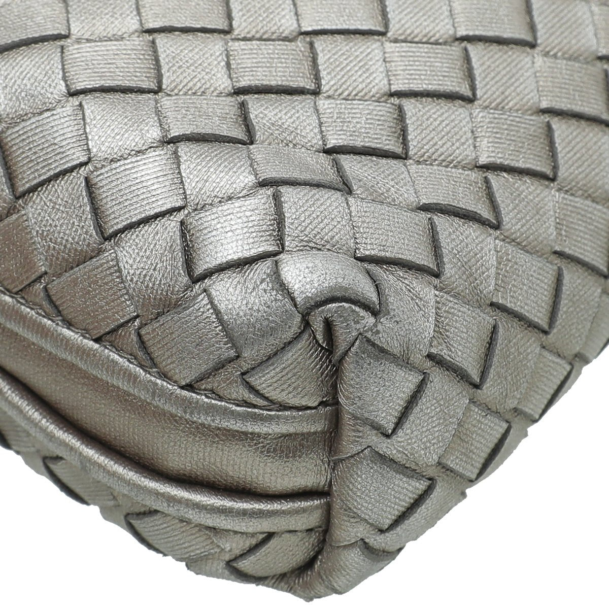 Bottega Veneta Metallic Silver Intrecciato Nodini Crossbody Bag