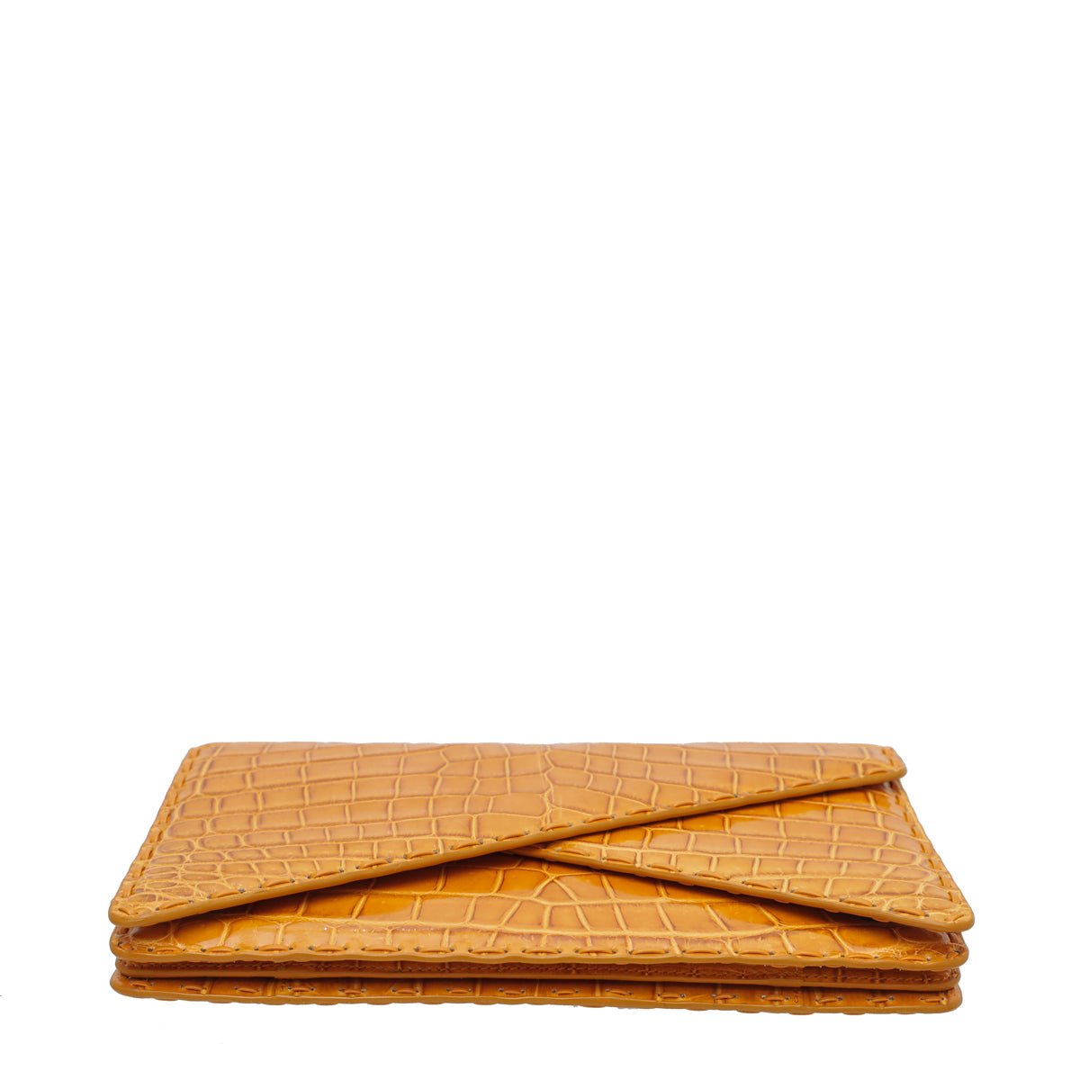 Bottega Veneta Orange Crocodile Piano Crisscross Clutch