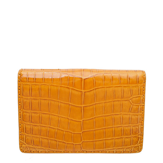 Bottega Veneta Orange Crocodile Piano Crisscross Clutch