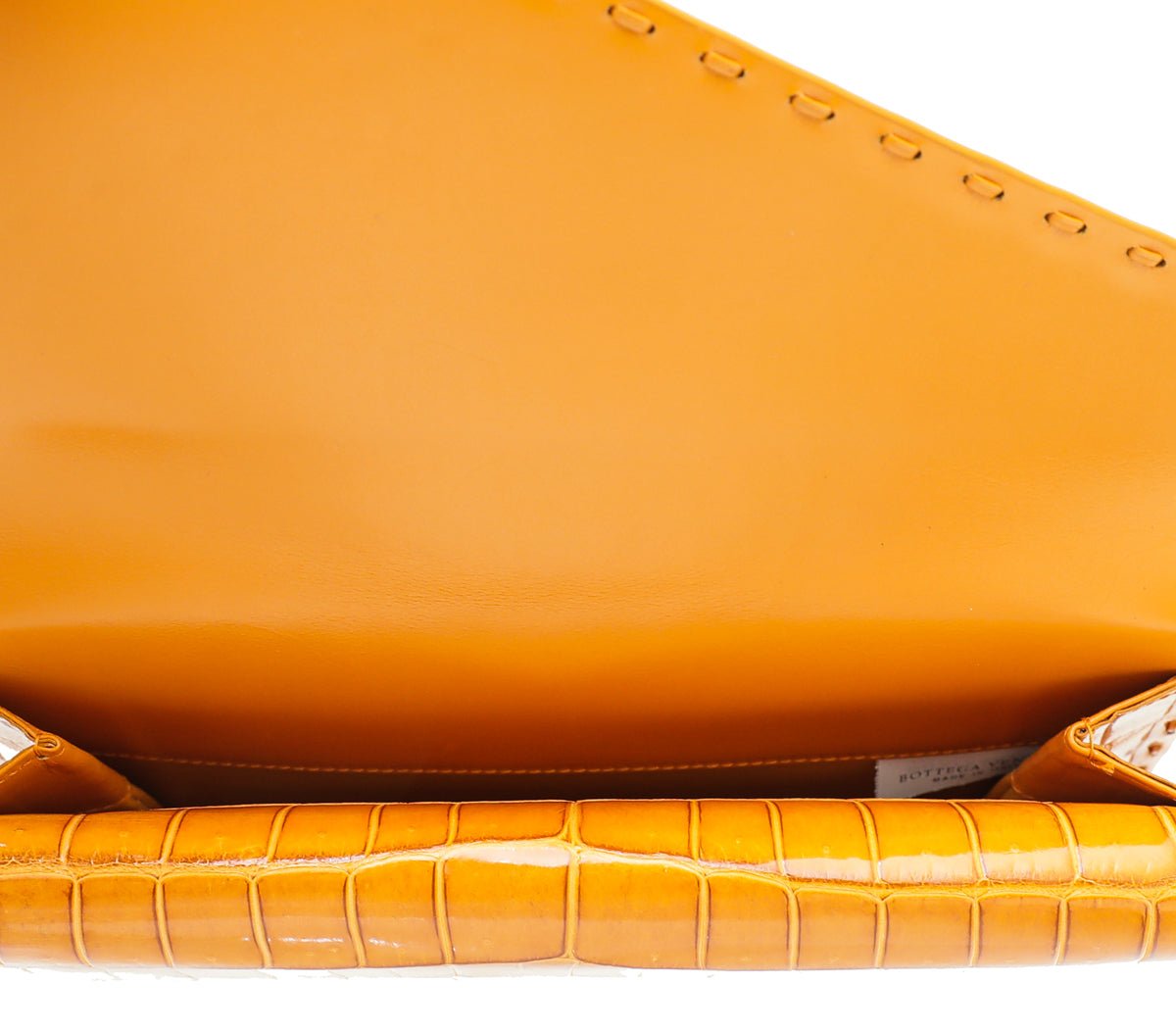 Bottega Veneta Orange Crocodile Piano Crisscross Clutch