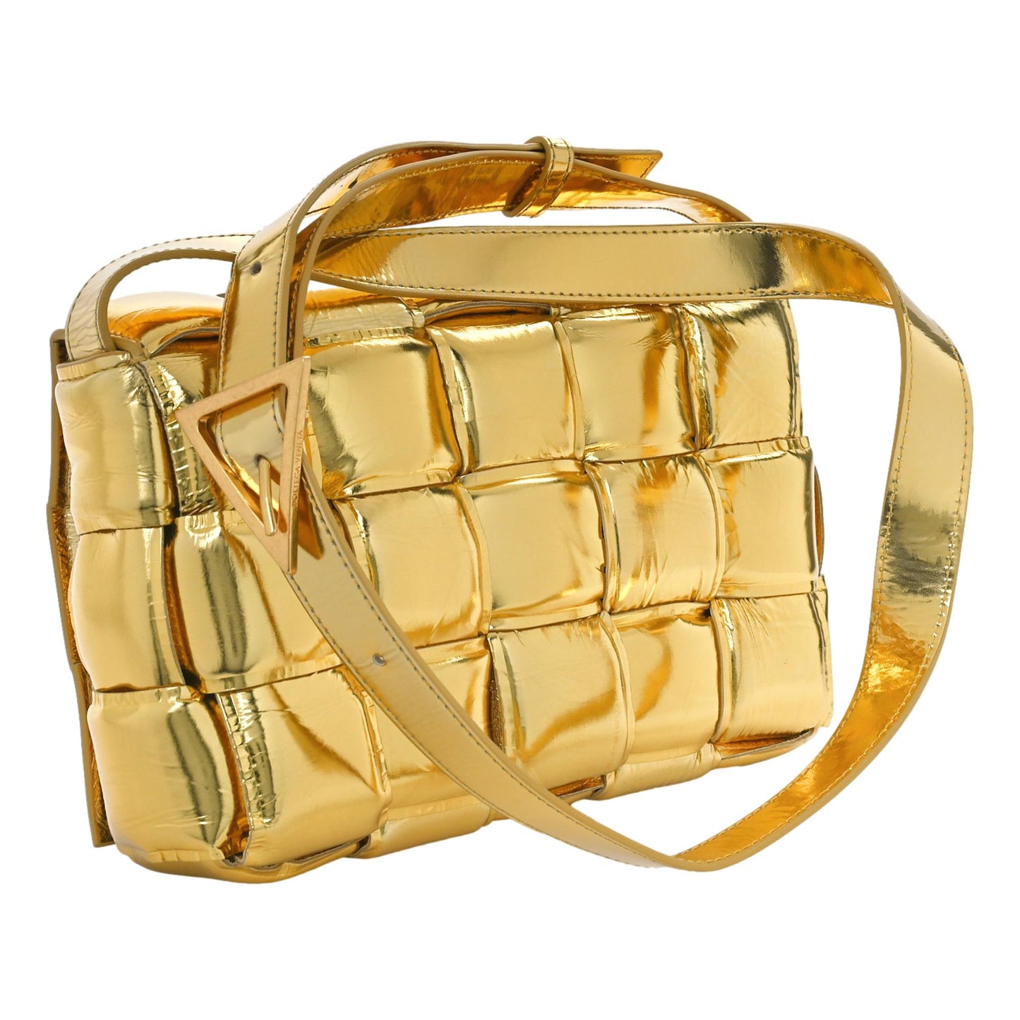 Bottega Veneta Padded Cassette Metallic Gold Lambskin Crossbody Bag