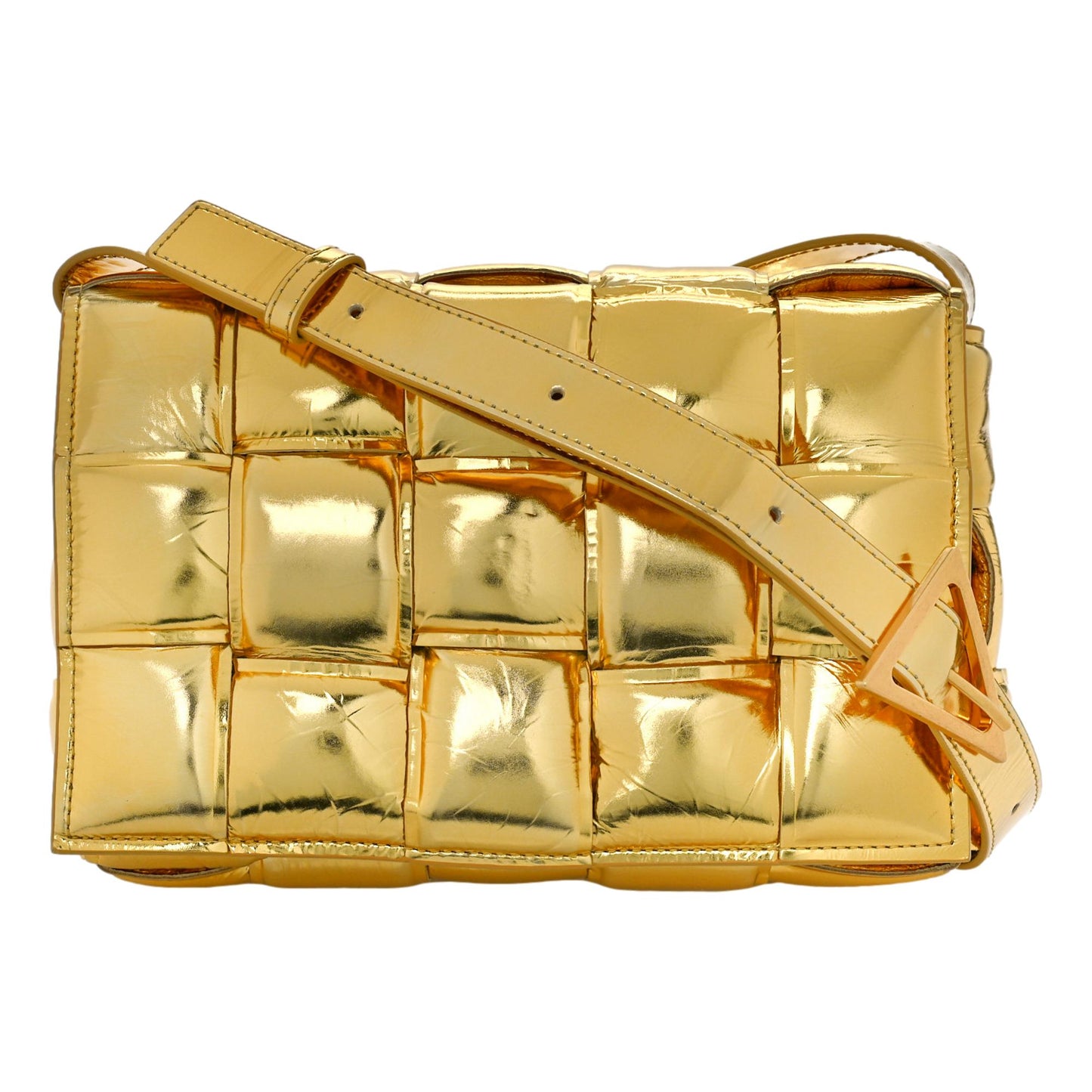 Bottega Veneta Padded Cassette Metallic Gold Lambskin Crossbody Bag