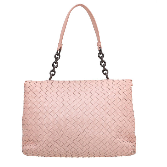 Bottega Veneta Peach Intrecciato Nappa Olimpia Shoulder Bag