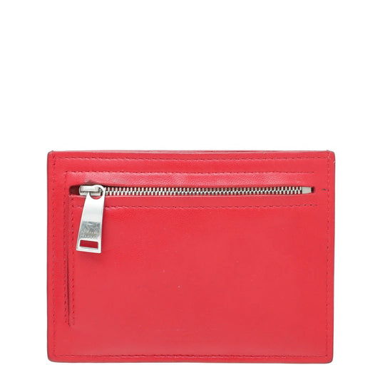 Bottega Veneta Red Intrecciato Zip Card Holder