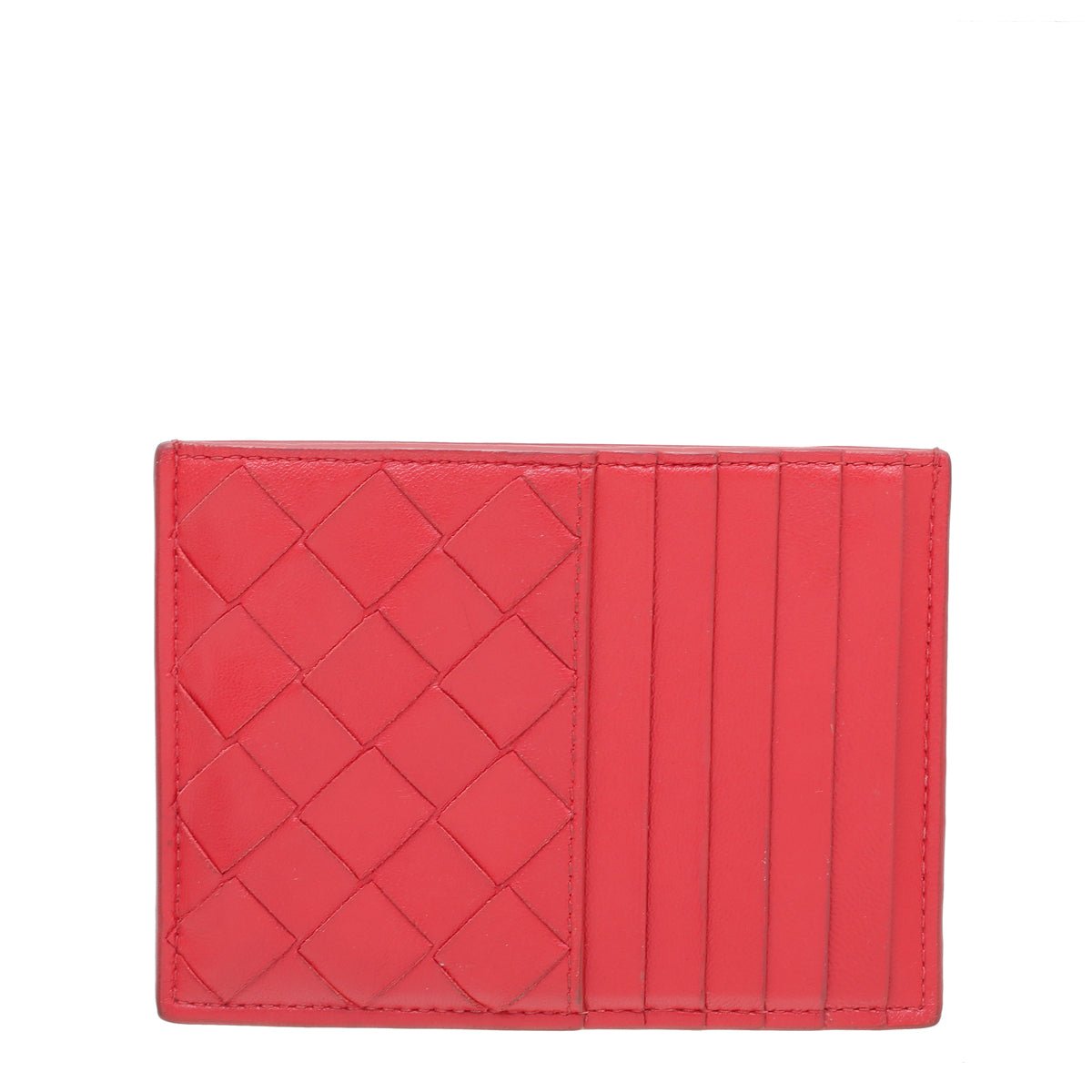 Bottega Veneta Red Intrecciato Zip Card Holder