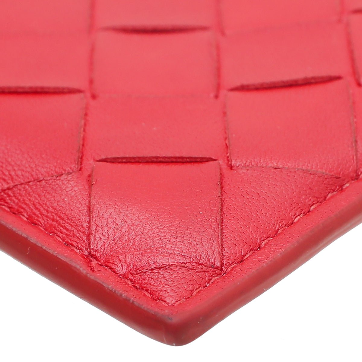 Bottega Veneta Red Intrecciato Zip Card Holder