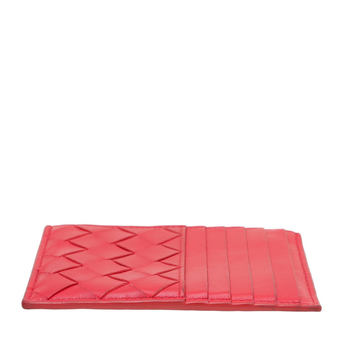 Bottega Veneta Red Intrecciato Zip Card Holder