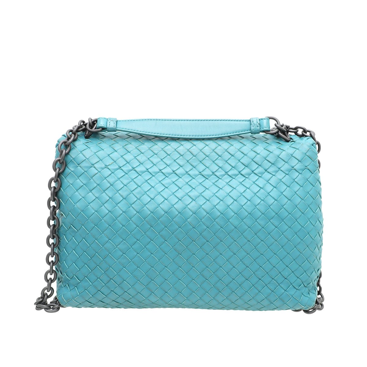 Bottega Veneta Teal Intrecciato Woven Flap Chain Bag