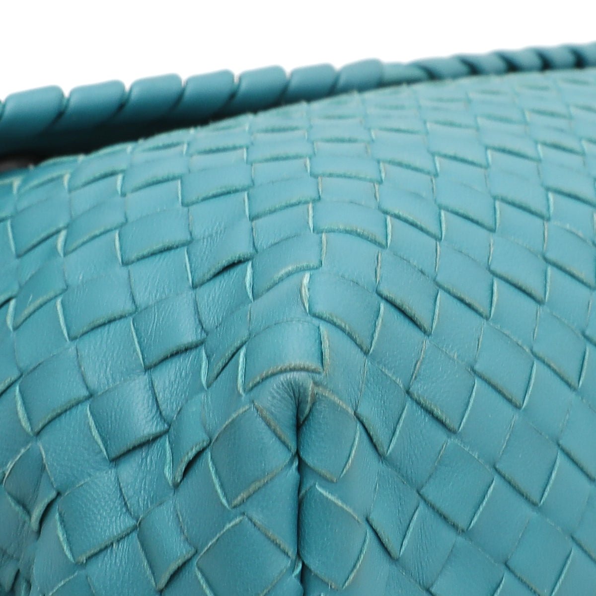 Bottega Veneta Teal Intrecciato Woven Flap Chain Bag