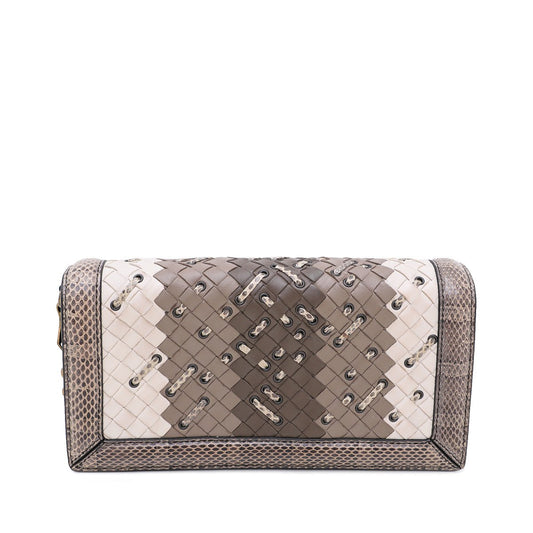 Bottega Veneta Tricolor Mist Intrecciato Club Stitch Olimpia Knot Clutch