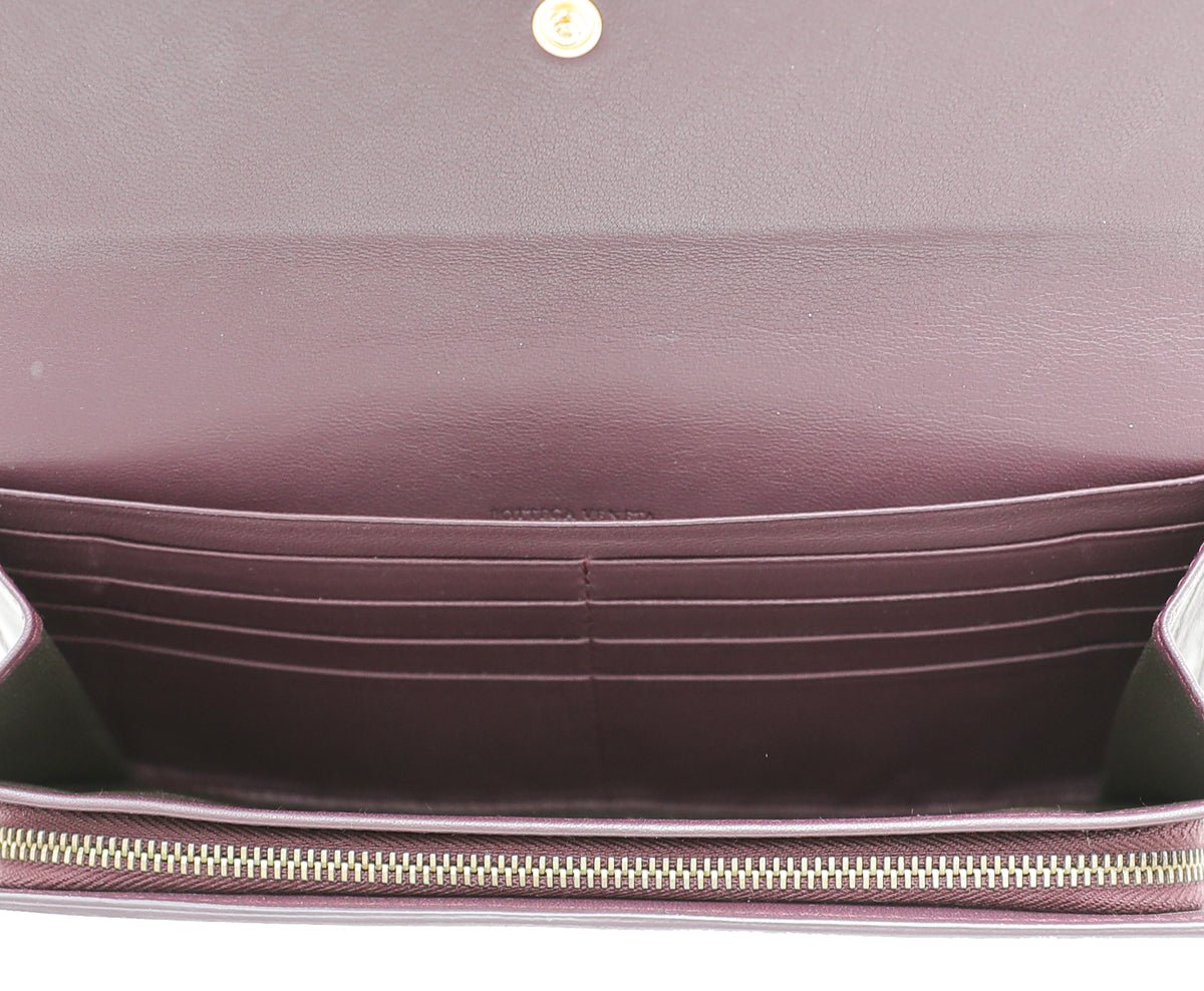 Bottega Veneta Violet Intrecciato Nappa Flap Continental Wallet