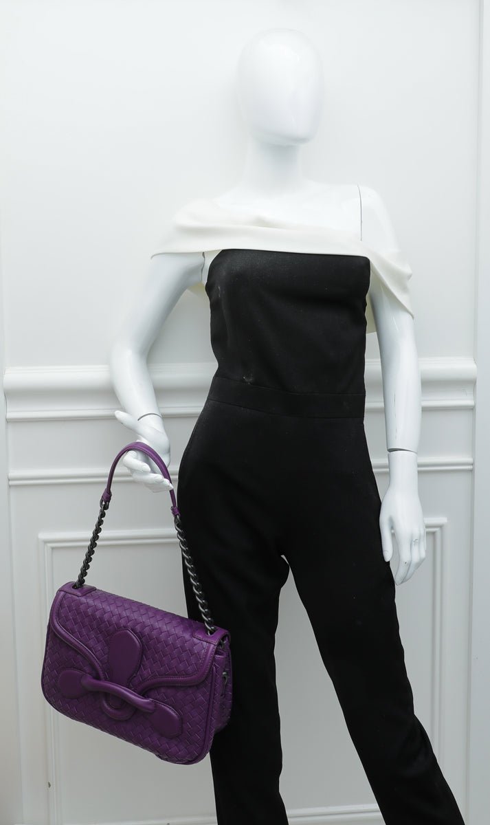 Bottega Veneta Violet Intrecciato Rialto Flap Bag