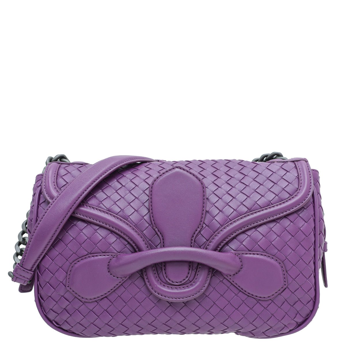 Bottega Veneta Violet Intrecciato Rialto Flap Bag