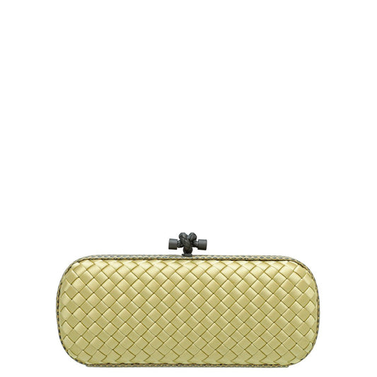 Bottega Veneta Yellow Intrecciato Stretch Knot Clutch