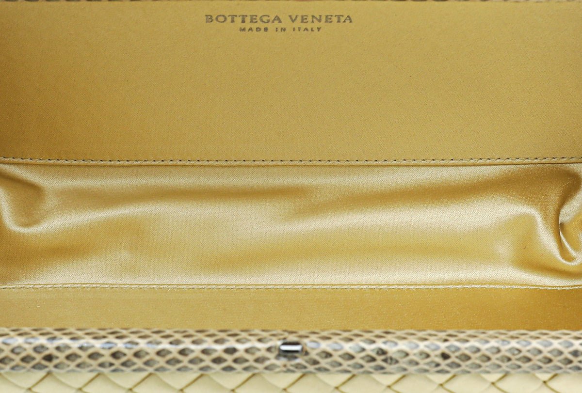 Bottega Veneta Yellow Intrecciato Stretch Knot Clutch