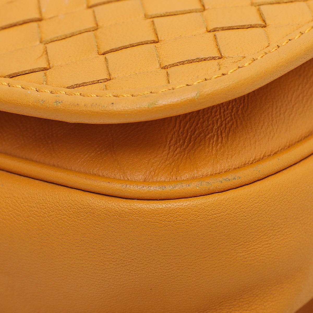 Bottega Veneta Yellow Orange Intrecciato Full Flap Crossbody Bag