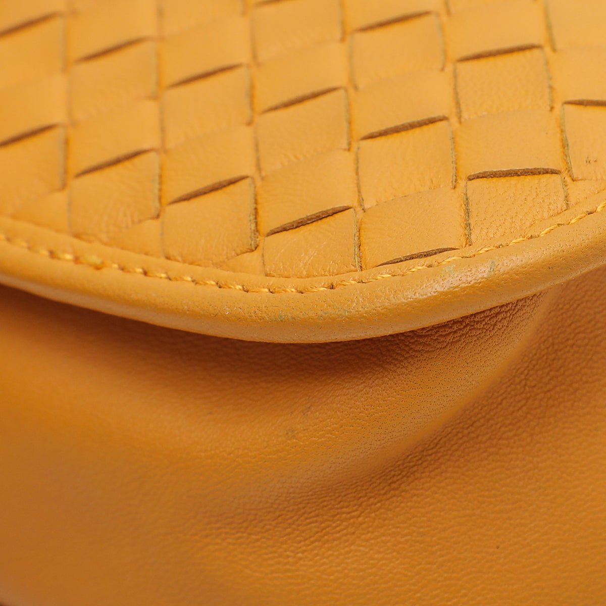 Bottega Veneta Yellow Orange Intrecciato Full Flap Crossbody Bag