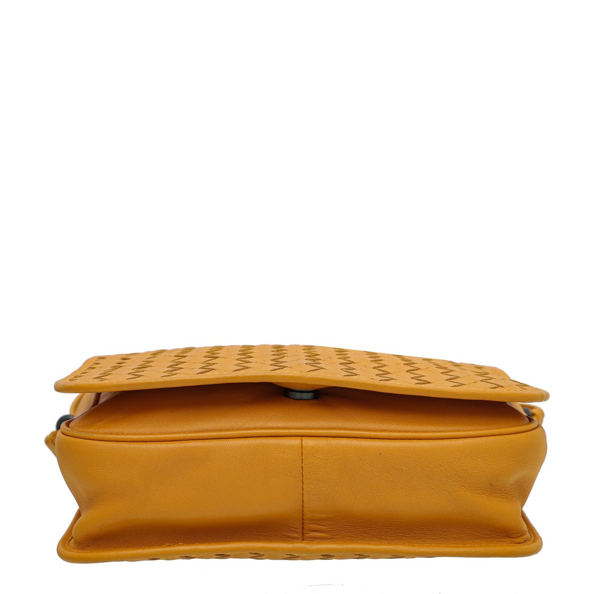 Bottega Veneta Yellow Orange Intrecciato Full Flap Crossbody Bag