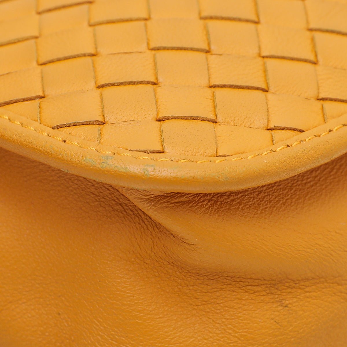 Bottega Veneta Yellow Orange Intrecciato Full Flap Crossbody Bag