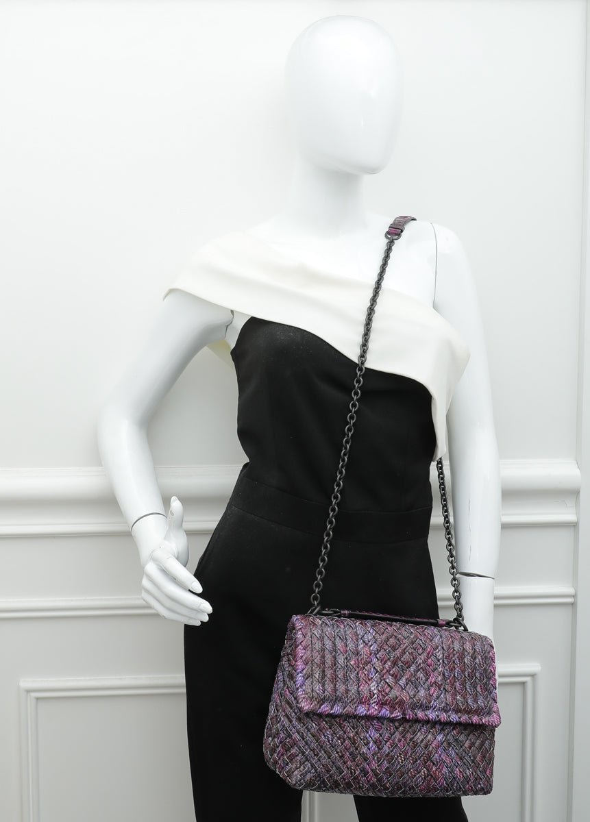 Bottega Violet Intrecciato Ayers Karung Olimpia Bag