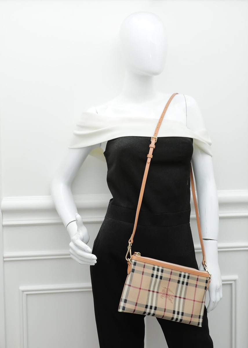 Burberry Beige Haymarket Check Peyton Crossbody Bag