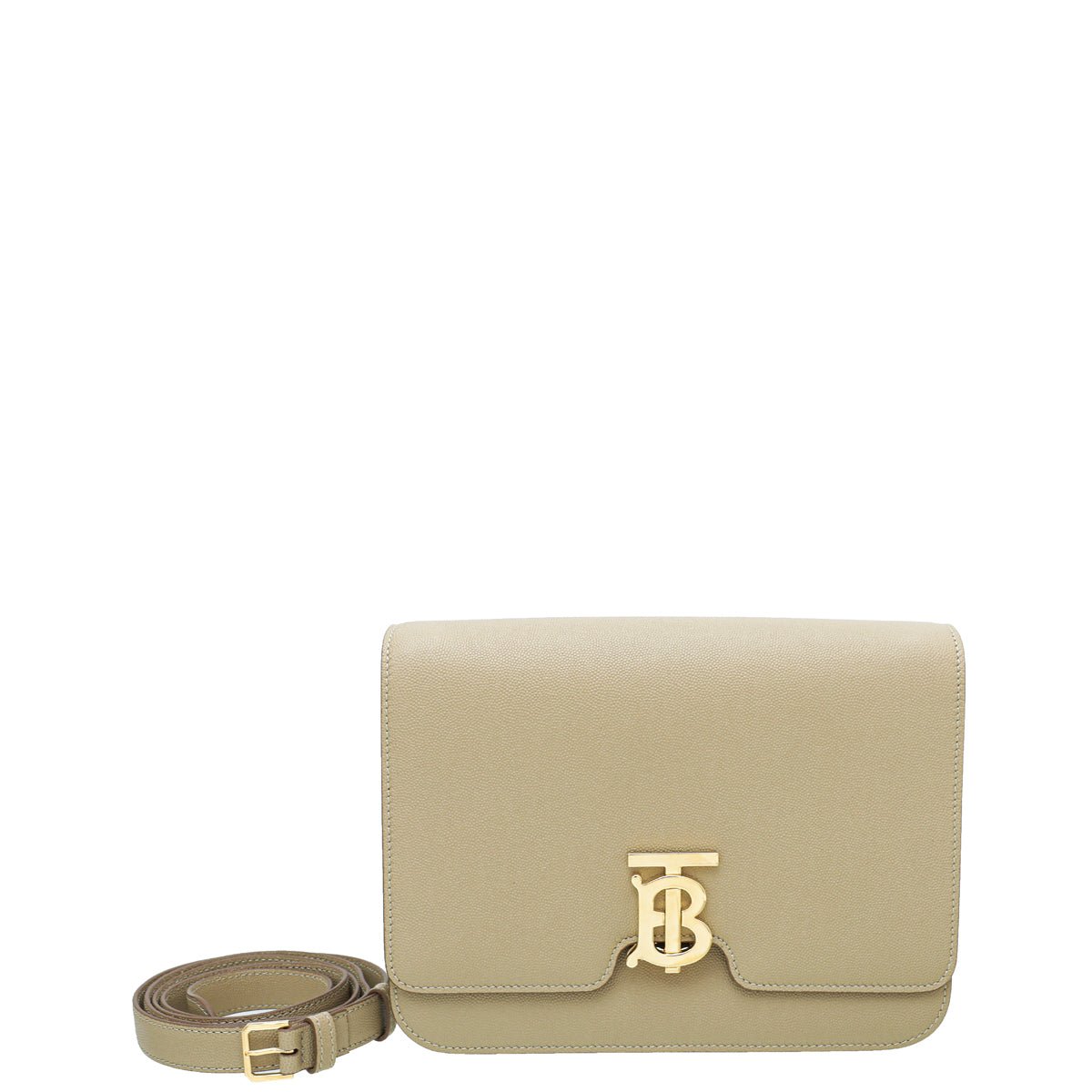 Burberry Beige TB Logo Medium Flap Bag