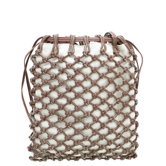 Burberry Bicolor Woven Drawstring Bag