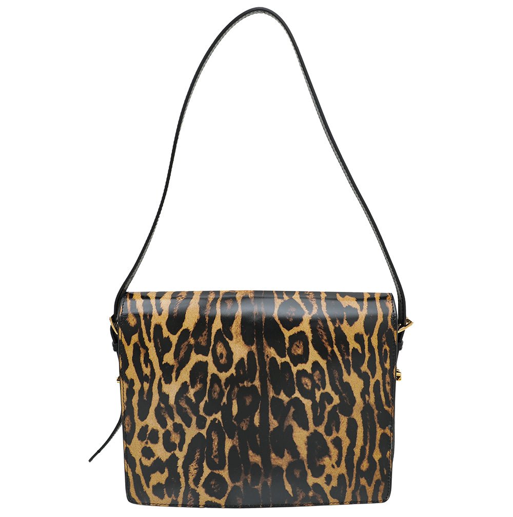 Burberry Bicolro Leopard Print Grace Large Bag