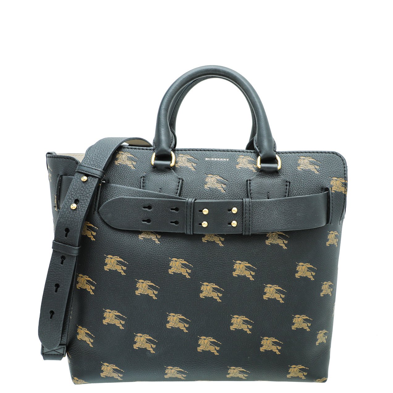 Burberry Black Equestrian Knight Tote Bag