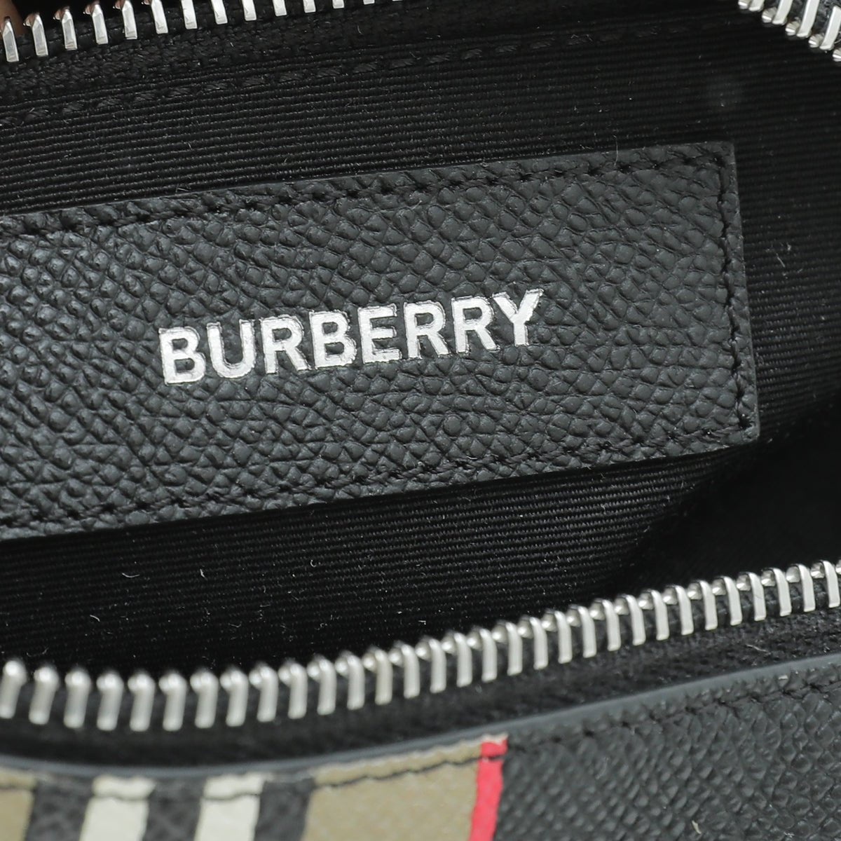 Burberry Black Icon-stripe Logo Travel Pouch