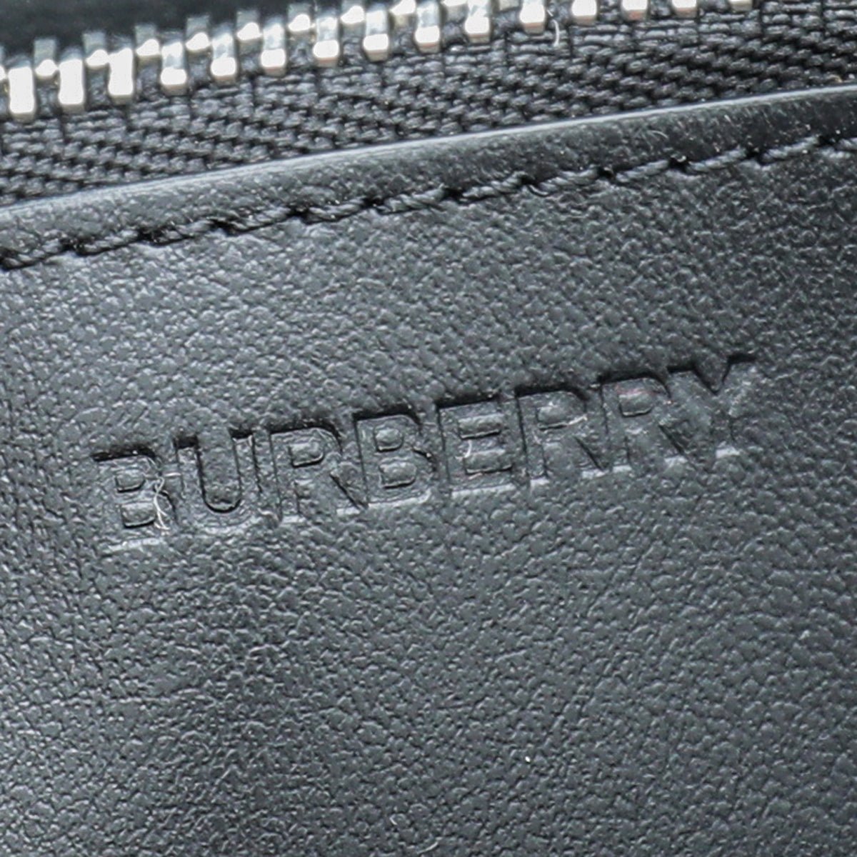 Burberry Black Logo Print Large Zip Wallet