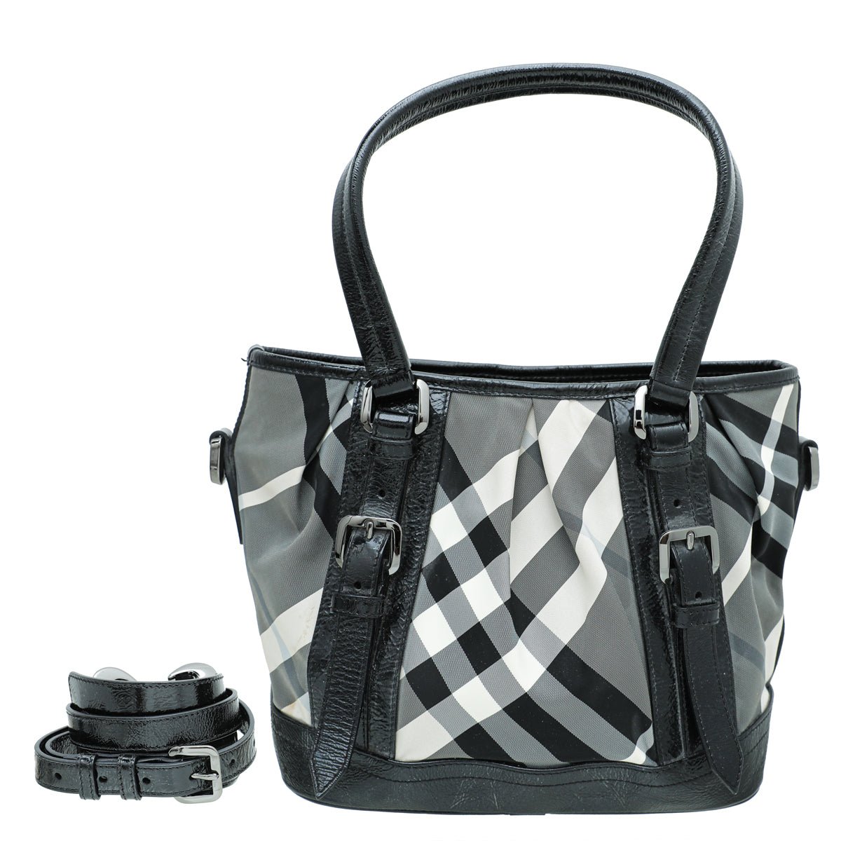 Burberry Black Nylon Beat Check Lowry Small Bag