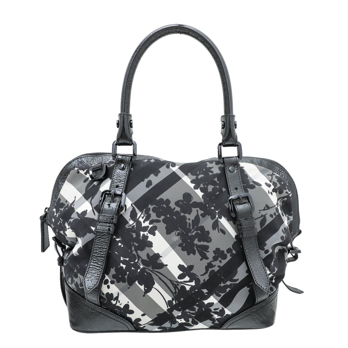 Burberry Black Nylon Beatcheck Floral Florence Bag