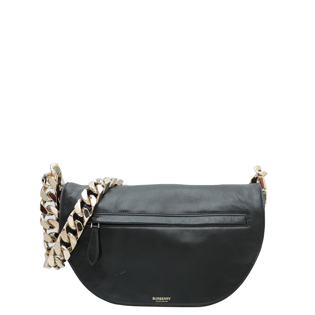 Burberry Black Soft Olympia Flap Chain Medium Bag