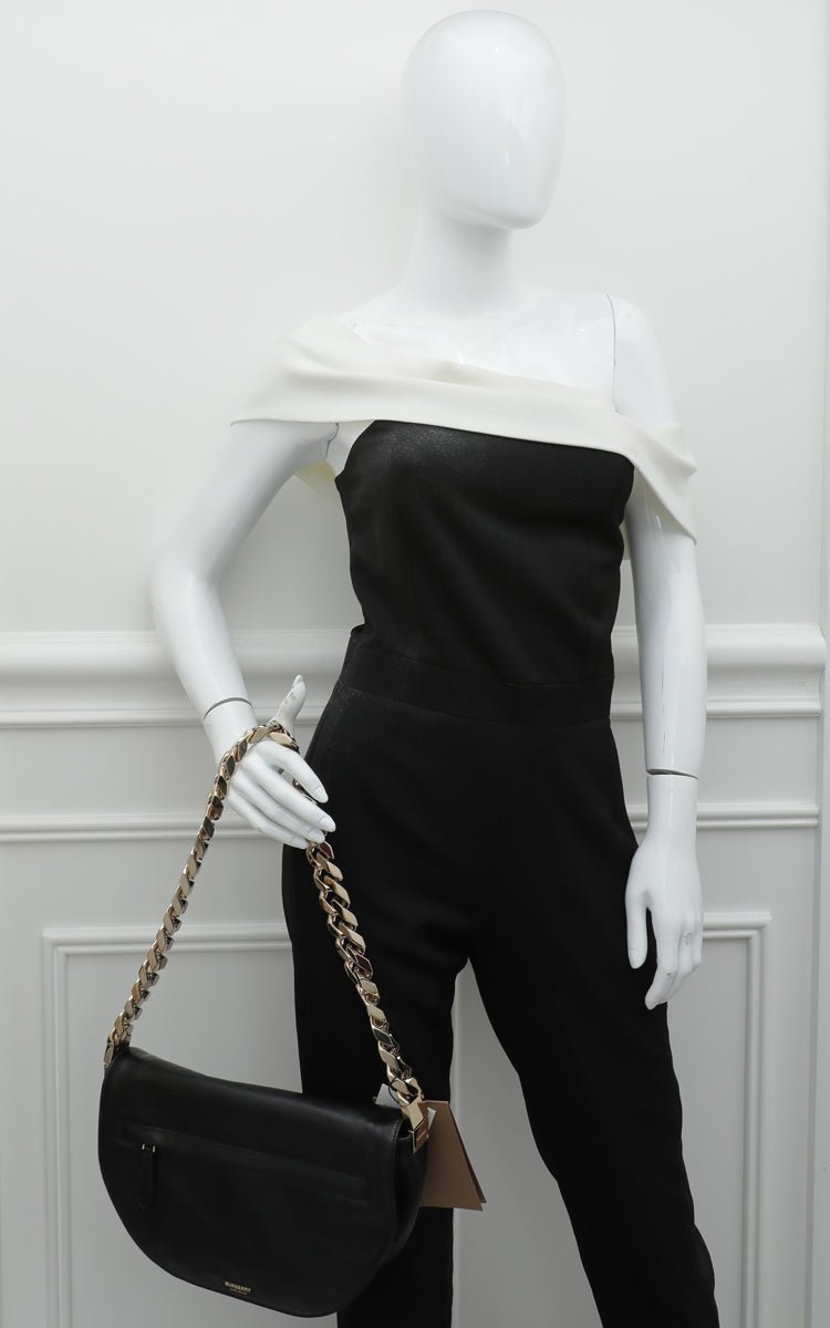 Burberry Black Soft Olympia Flap Chain Medium Bag