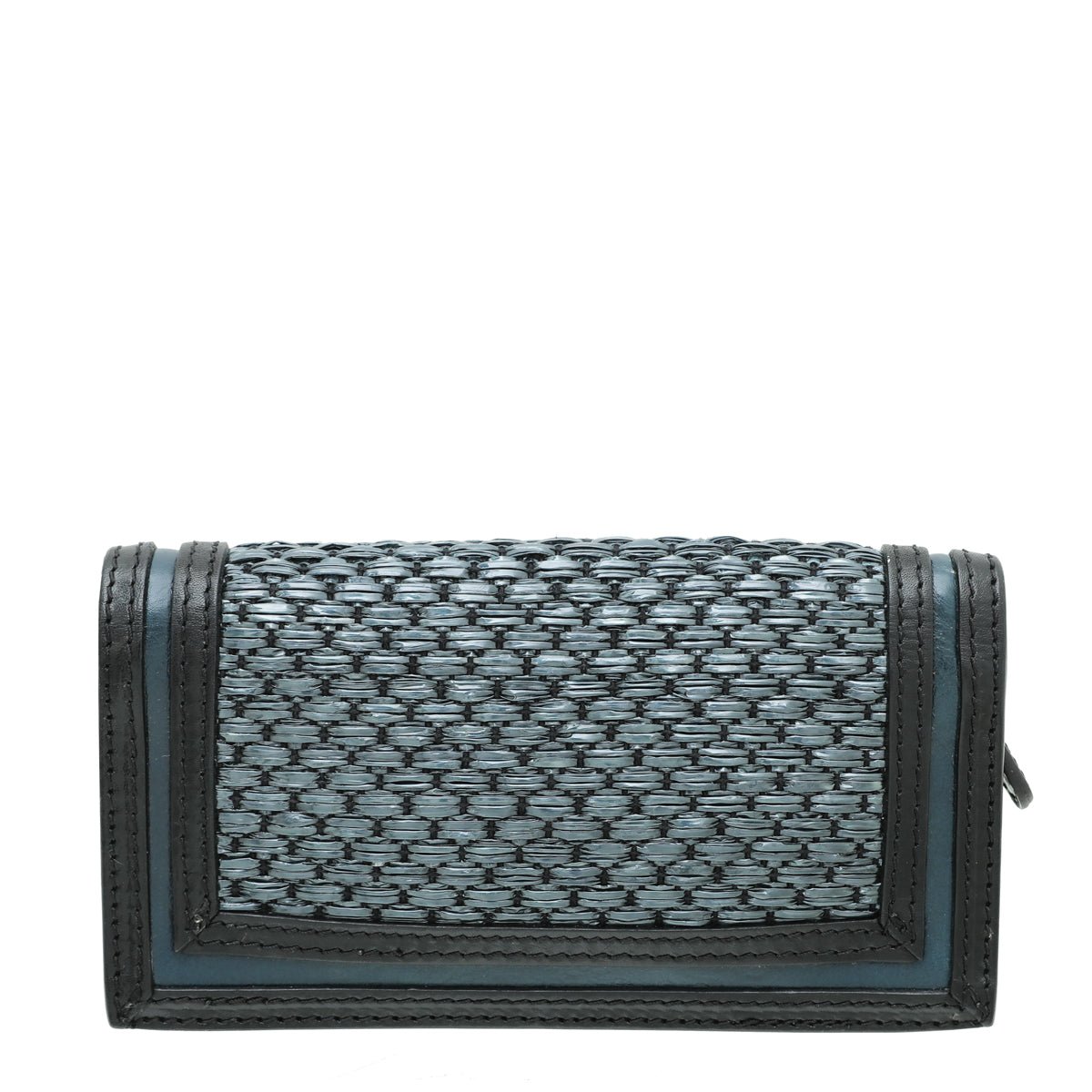 Burberry Black Straw Woven Leather Clutch