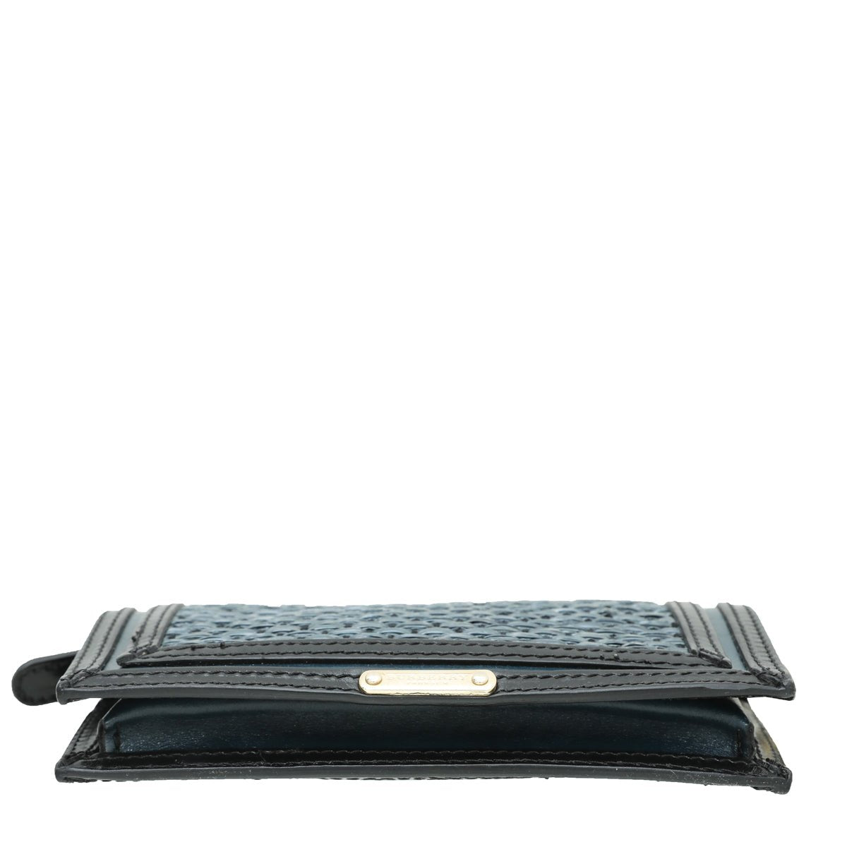 Burberry Black Straw Woven Leather Clutch